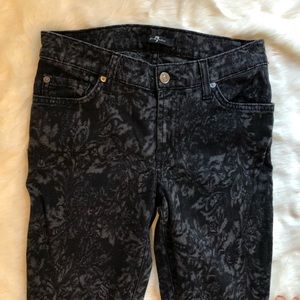 7 for all Mankind Black Floral Skinny Jeans